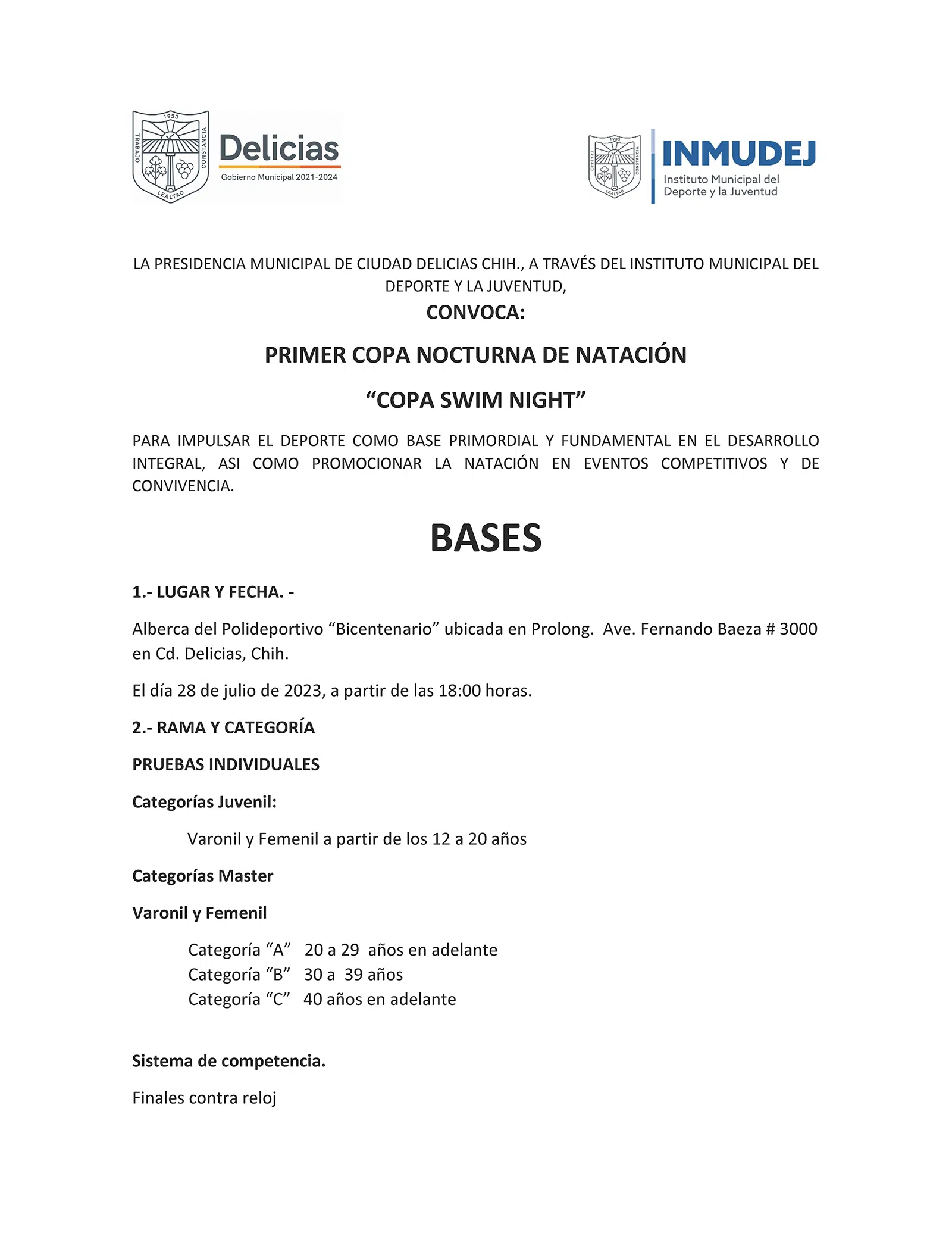 PRIMER COPA NOCTURNA DE NATACIÓN COPA SWIM NIGHT Página 1