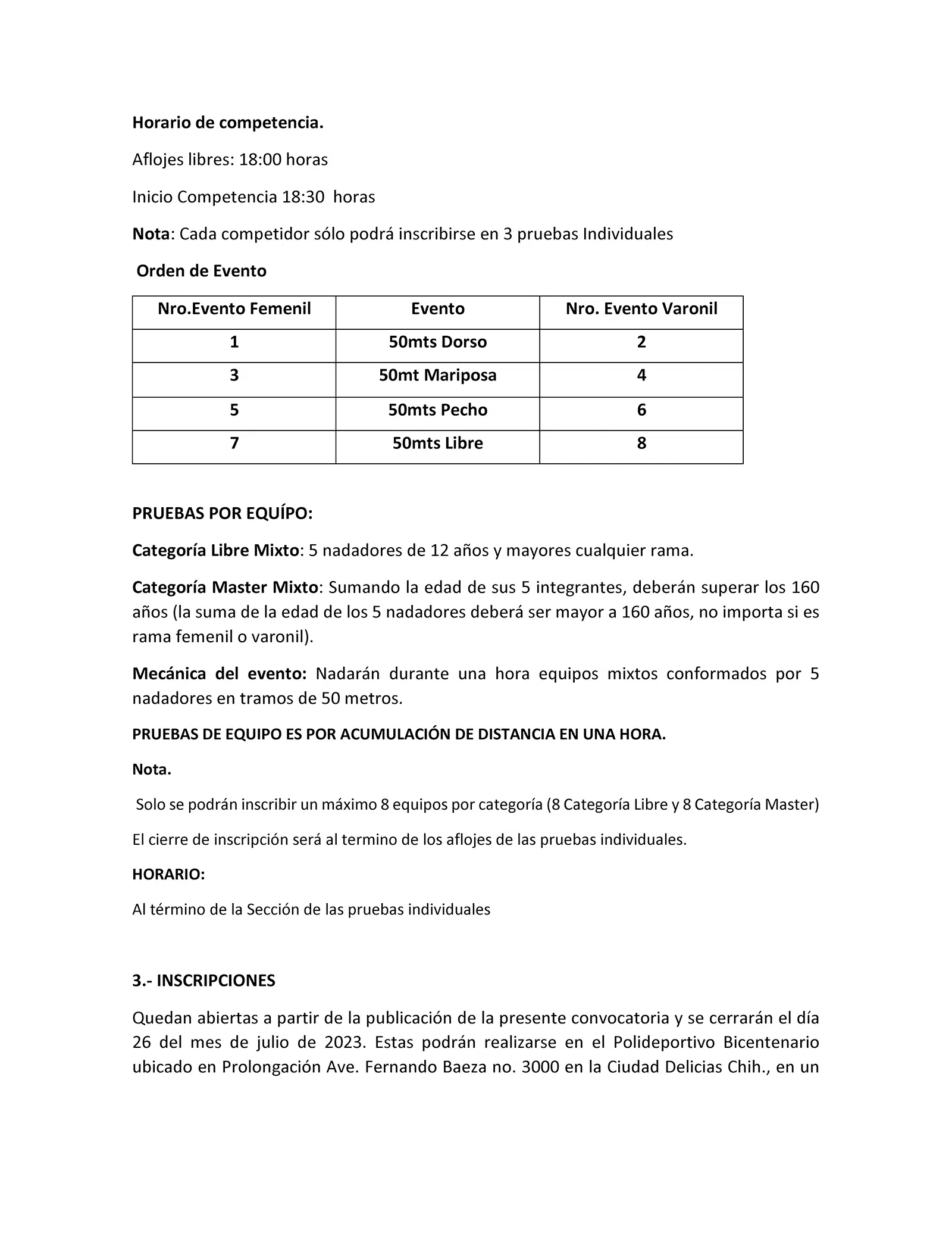 PRIMER COPA NOCTURNA DE NATACIÓN COPA SWIM NIGHT Página 2