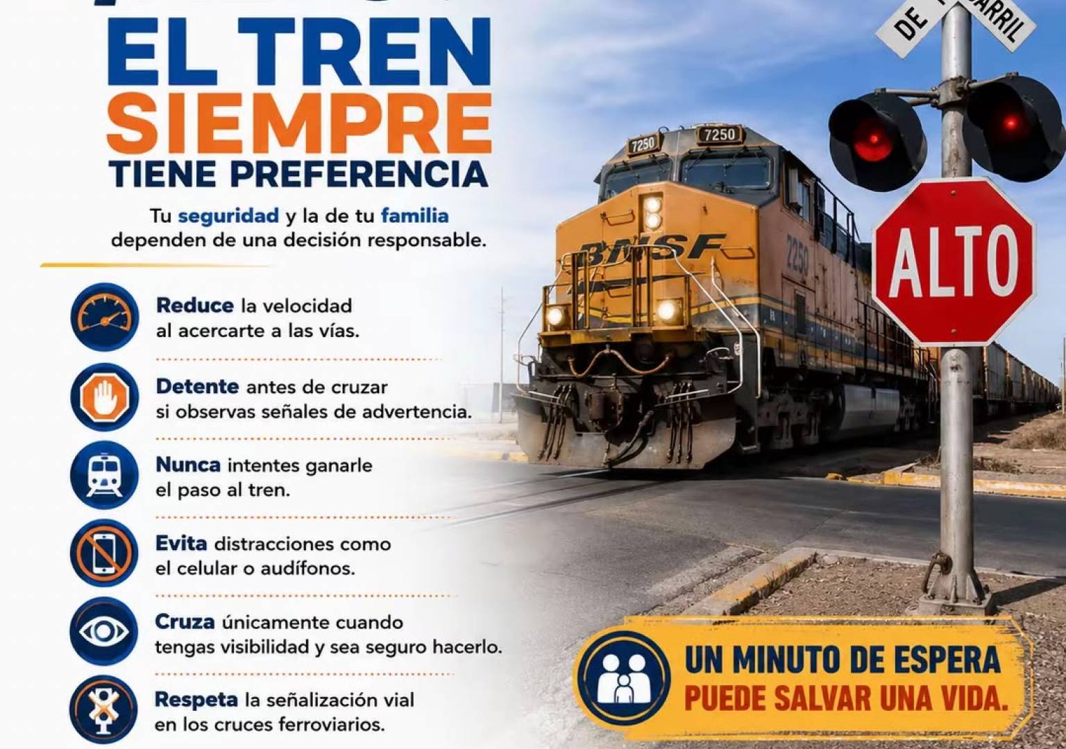 Exhorta Vialidad Delicias a extremar precauciones en cruces ferroviarios
