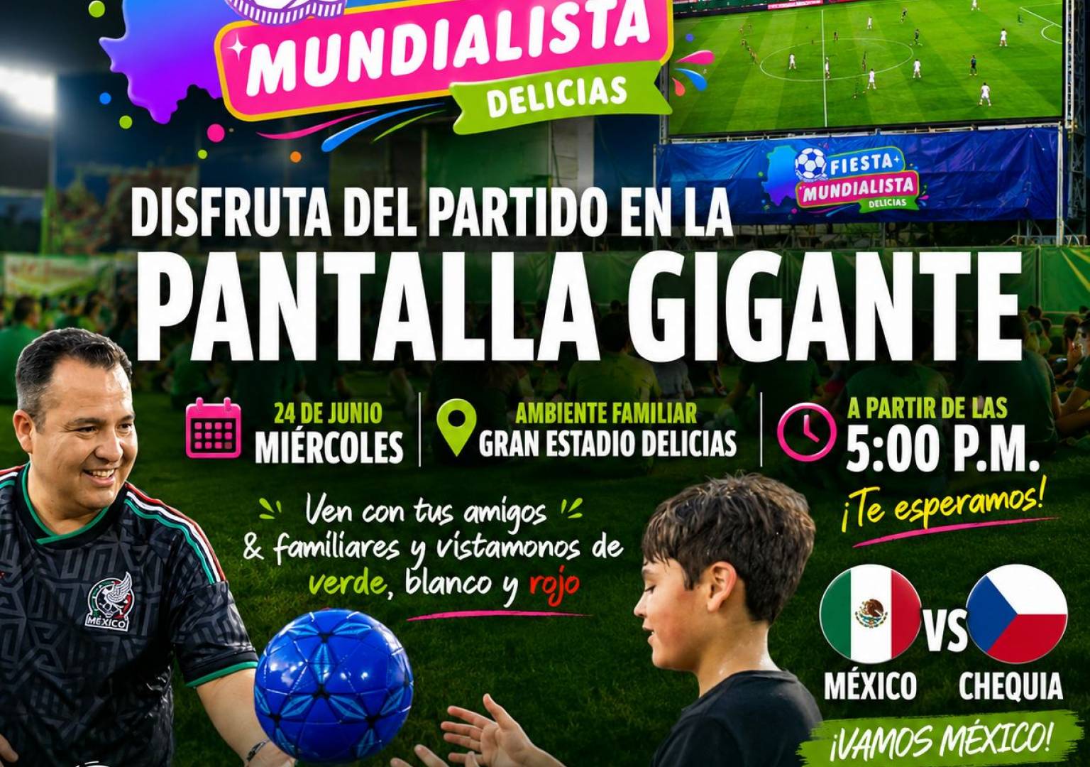Invitan a delicienses a vivir la Fiesta Mundialista este miércoles en el Gran Estadio